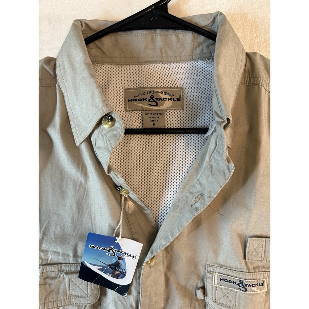Hook & Tackle Fishing Shirt Mens Medium Brown Outdoor Performance New Tag NWT - Picture 2 of 7